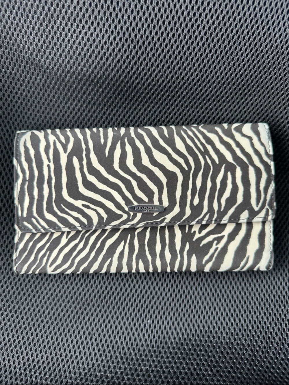 Fossil Zebra-Print Foldover Wallet - Black & White